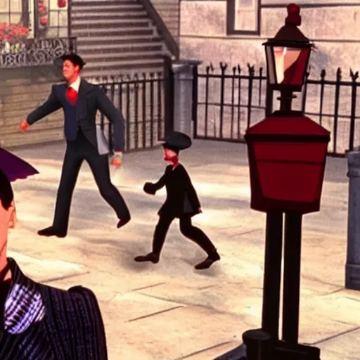 Image similar to a still of from the movie mary poppins crossover with the game parasite eve