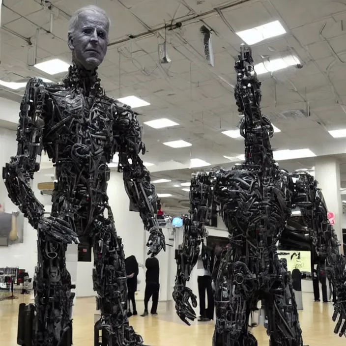 Image similar to Joe Biden Cyborg, Huge 8ft Tall, Detailed Photo