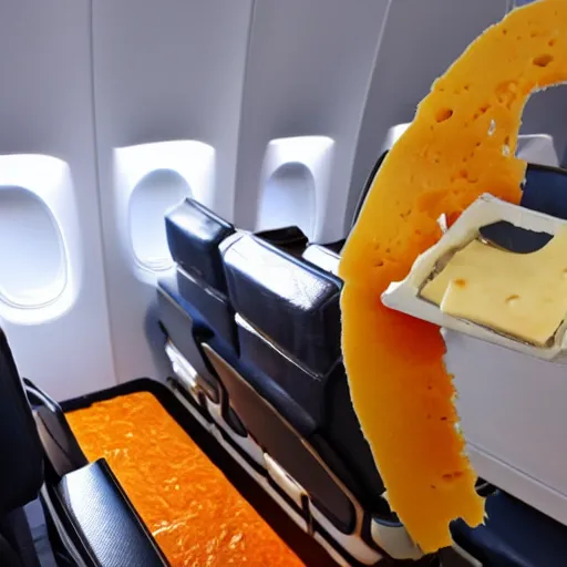 Prompt: A plane where the body is made out of cheese