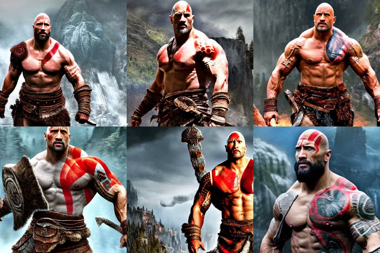 Image similar to Dwayne Johnson as God of war