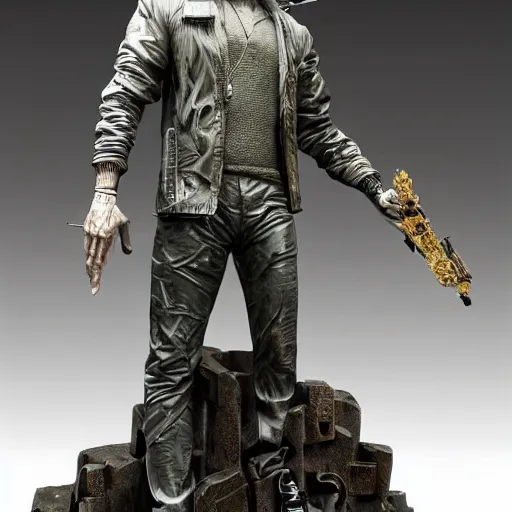 Image similar to an intricate detailed paper mâché statue of the Lord of TCP/IP and Subnetting, style of The Matrix, Blade Runner, Cyberpunk 2077