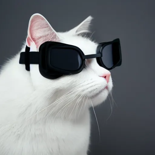 Image similar to stylish white cat wearing black goggles