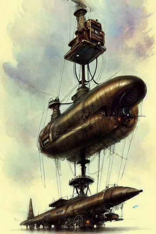 Prompt: (((((1950s steampunk airship . muted colors.))))) by Jean-Baptiste Monge !!!!!!!!!!!!!!!!!!!!!!!!!!!