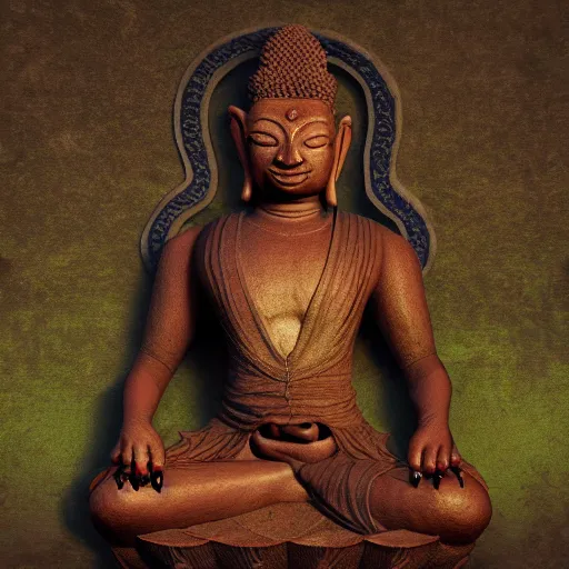 Prompt: argonian!!! buddha, praying meditating, epic fantasy concept art, octane render, artstation trending