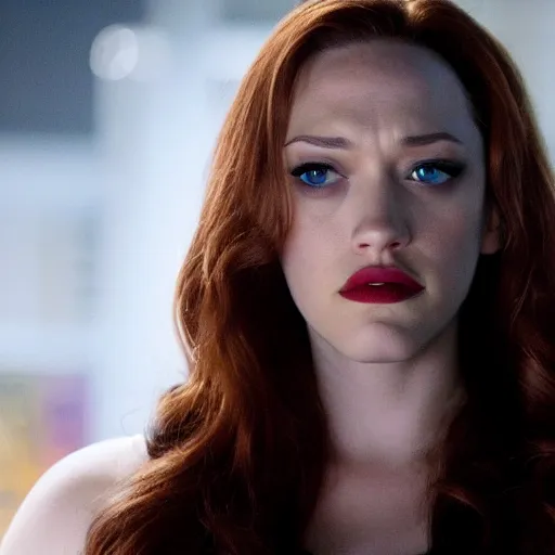 Image similar to a still of kat dennings as black widow in iron man 2 ( 2 0 1 0 ), detailed eyes