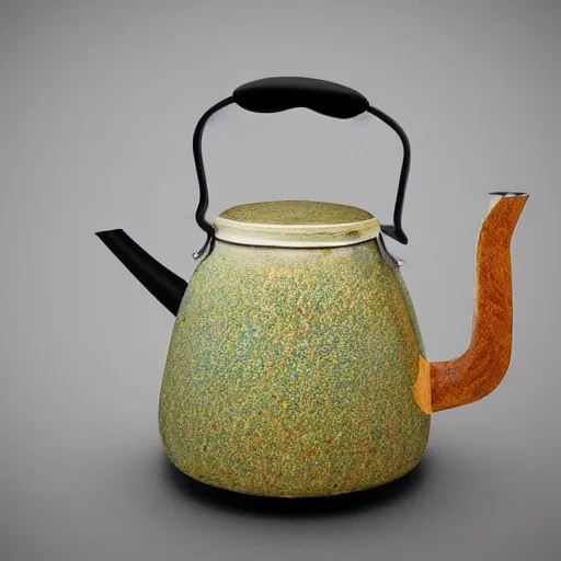 Image similar to kettle with opal texture, photography