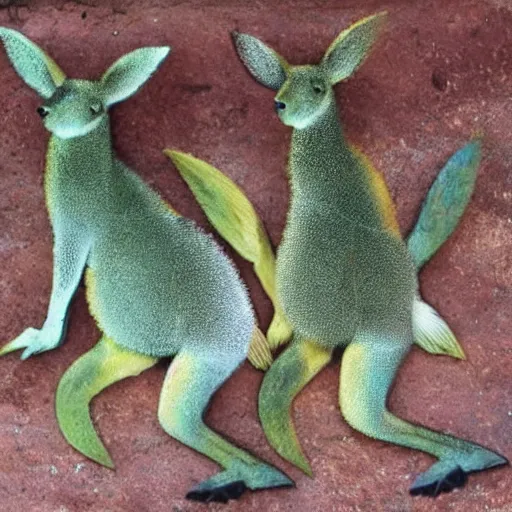 Image similar to kangaroos with fish scales