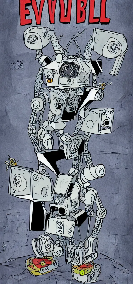 Image similar to evil robotic goat, comics, by alan rabinowitz