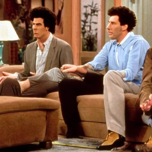 Image similar to still from the episode of the tv show seinfeld where cosmo kramer is just legs