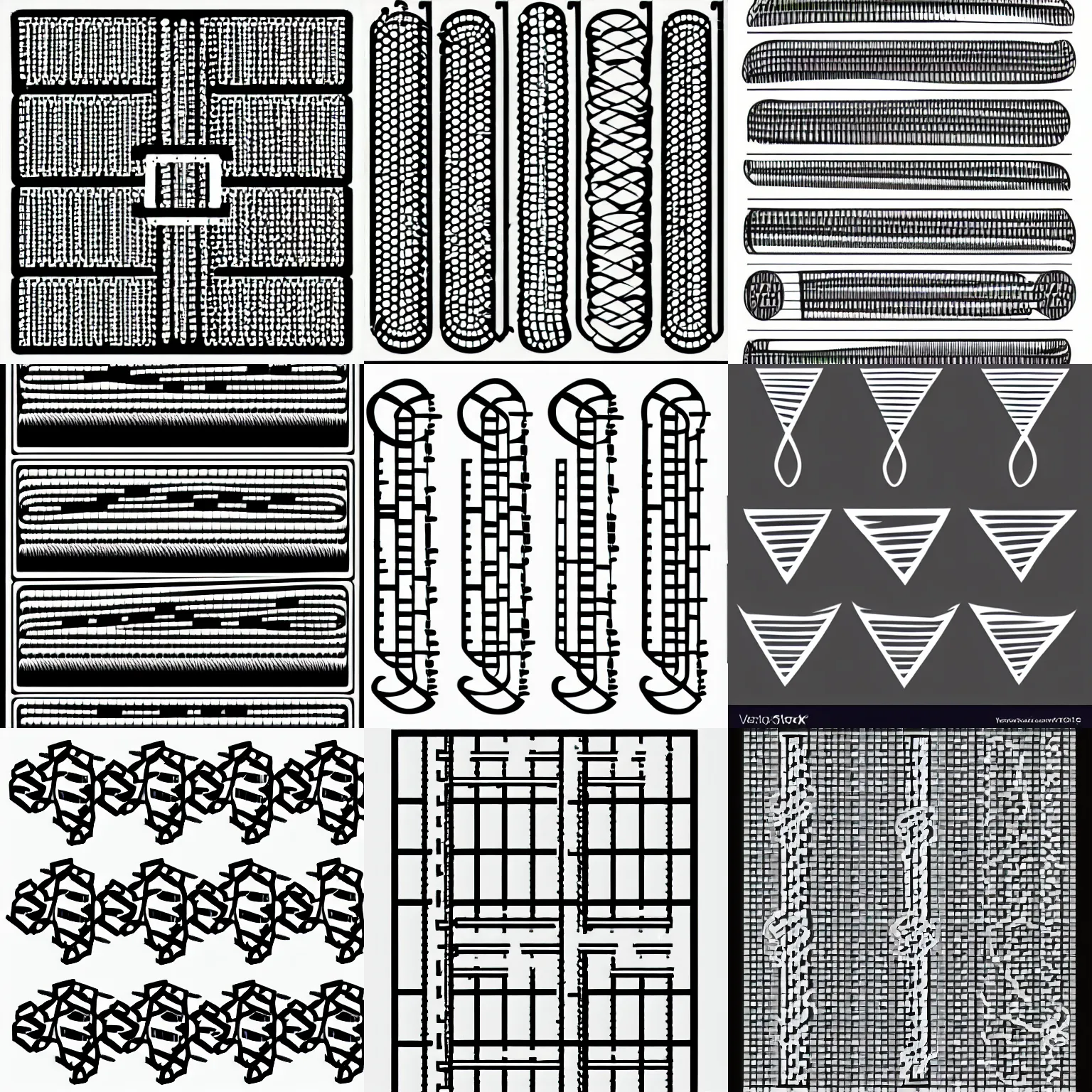 Prompt: dna strands sprite sheet, b & w, vector image