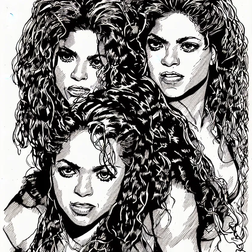 Image similar to portrait of shakira in the style of marc silvestri pen and ink drawing, high detail