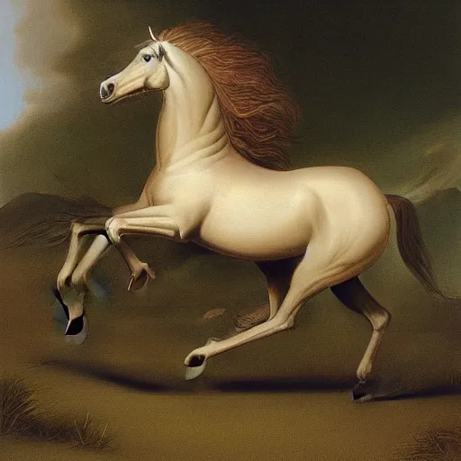 Prompt: a galloping horse, by george stubbs