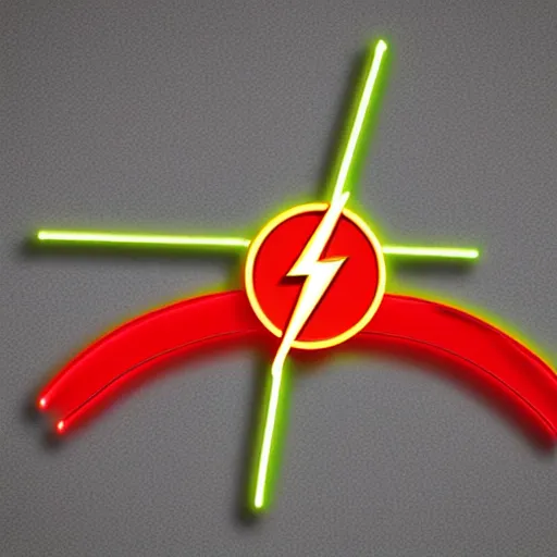 Image similar to the flash logo in glowing red and yellow neon