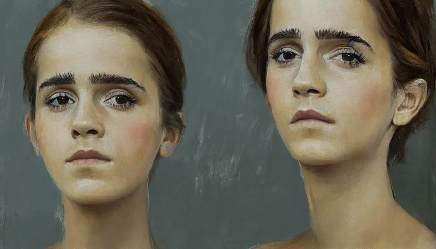 Prompt: painting by borremans, emma watson, detailed, stunning