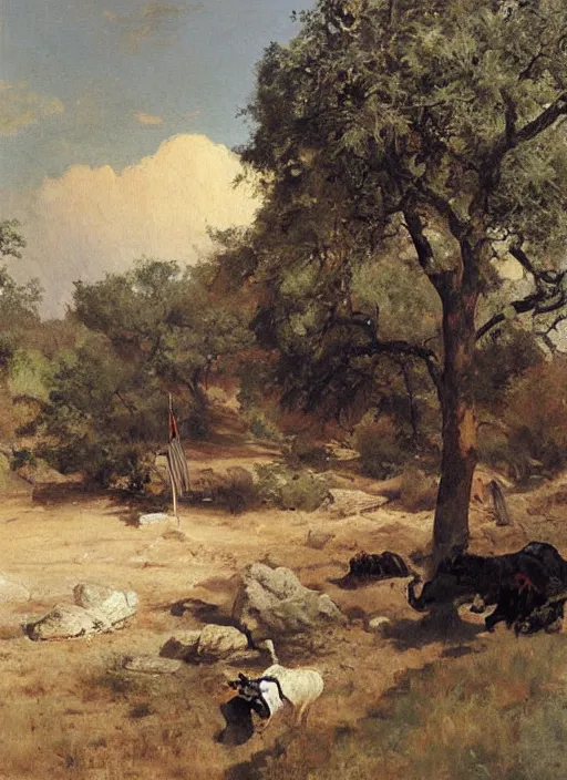 Image similar to artwork painting of texas by wlop, eugene von guerard, ivan shishkin, john singer sargent