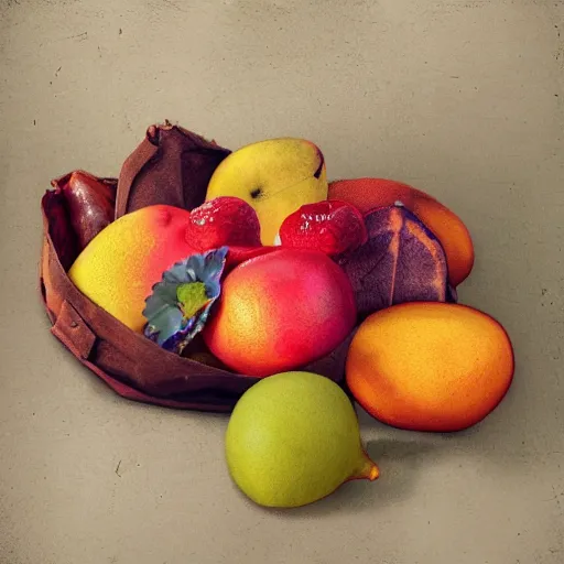 Prompt: fruit, leather