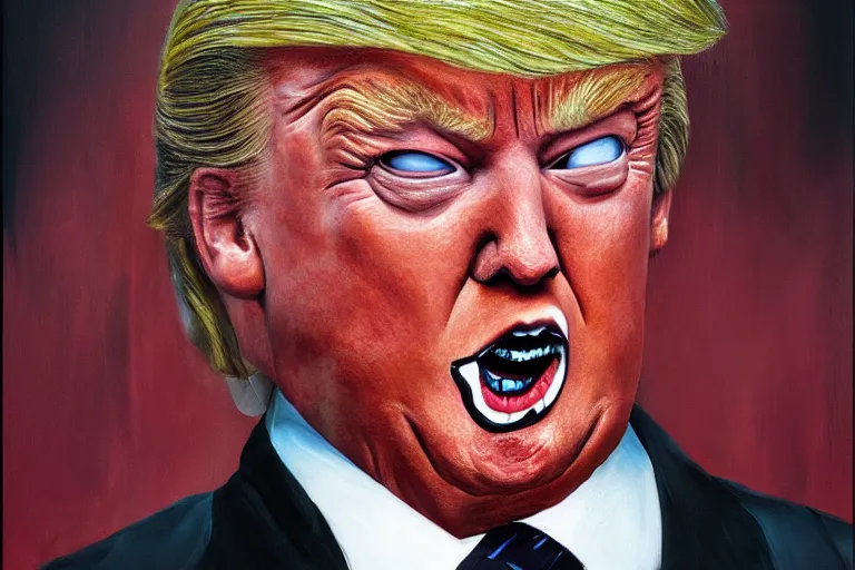 Image similar to Donald trump as the doll from Saw, oil on canvas, artstation, portrait, masterpiece, aesthetic