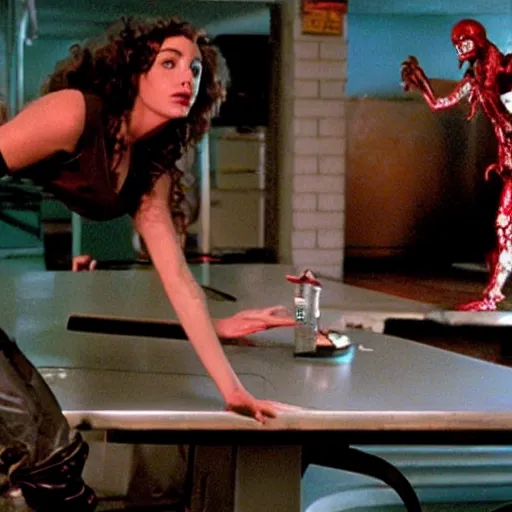 Image similar to a still of the movie weird science, 2 0 0 4 doom 3 visuals and graphics aesthetic