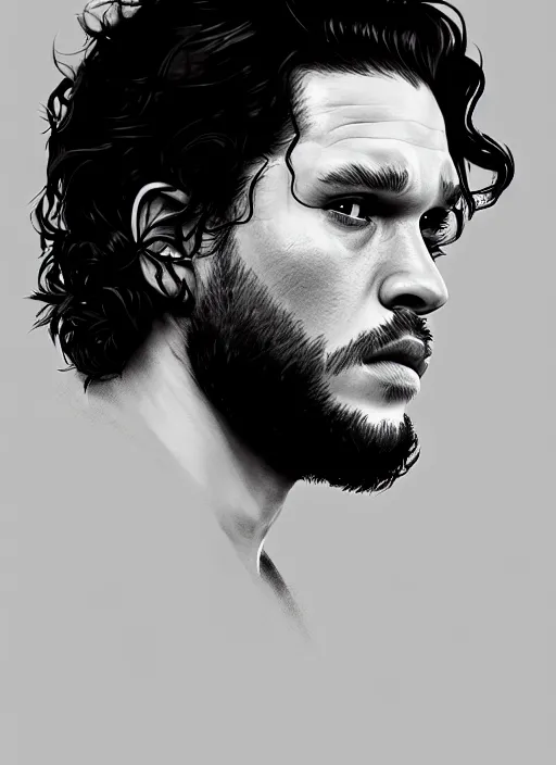 Prompt: side profile centered painted portrait, kit harrington as jon snow, d & d, white walker, matte painting concept art, art nouveau, beautifully backlit, swirly vibrant color lines, fantastically gaudy, aesthetic octane render, 8 k hd resolution, by ilya kuvshinov and cushart krentz and gilleard james