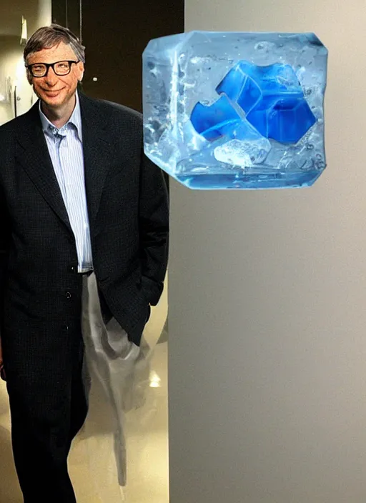 Prompt: bill gates in an icecube