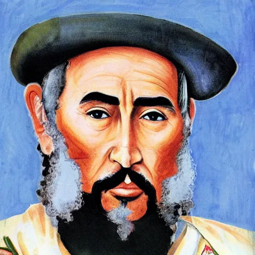 Prompt: roman portrait of fidel castro as a mongol warrior