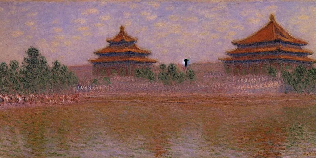 Image similar to a oil painting of the forbidden city by Oscar-Claude Monet