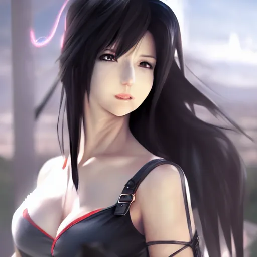 Image similar to alternate outfit of tifa lockhart by wlop, rossdraws, mingchen shen, bangkuart, sakimichan, yan gisuka, jeongseok lee, artstation, 4k