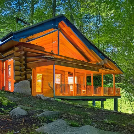 Prompt: futuristic log cabin