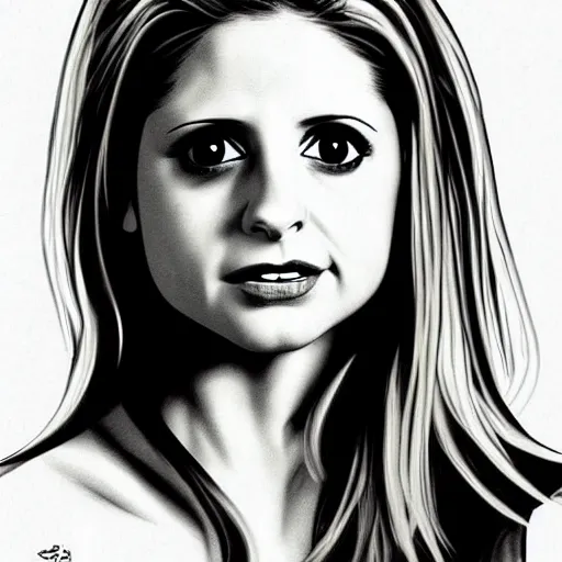 Image similar to sarah michelle gellar, buffy the vampire slayer digital art, in the style of jo chen