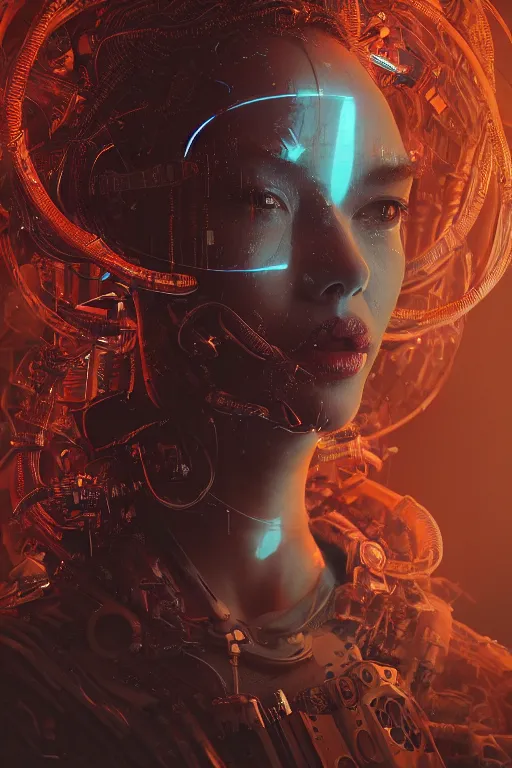 Image similar to hyperrealistic portrait of a woman monster astronaut, full body portrait, well lit, intricate abstract. cyberpunk, intricate artwork, by Tooth Wu, wlop, beeple. octane render,in the style of Jin Kagetsu, James Jean and wlop, highly detailed, sharp focus, intricate concept art, digital painting, ambient lighting, 4k, artstation