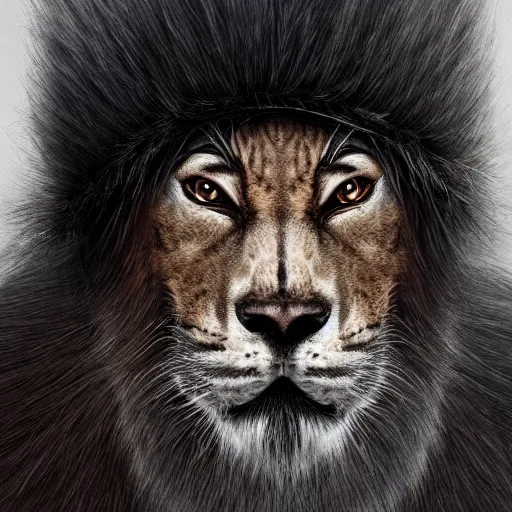 Image similar to extremely realistic portrait of a real life panter king with a very long fur and a wizard hat, fantasy, trending on artstation, heroic pose, highly detailed, profile picture, 8k