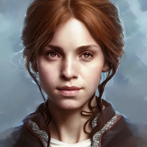 Image similar to ultra realistic illustration, hermione granger from the chamber of secrets, intricate, elegant, highly detailed, digital painting, artstation, concept art, smooth, sharp focus, illustration, art by artgerm and greg rutkowski and alphonse mucha