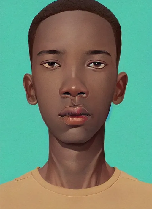 Image similar to colourful upper half portrait of an african boy - art by tenmyouya hisashi & hsiao - ron cheng, highly detailed, digital painting, illustration, smooth, sharp focus, intricate, symmetry, pinterest, behance, artstation