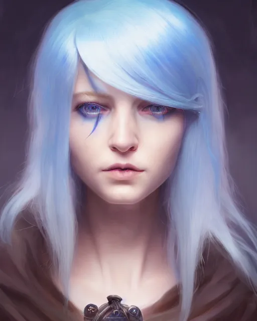 Prompt: portrait of ranni the witch, blue hair, cinematic lighting, smooth, focus, cinematic, soft features, concept art, highly detailed, artstation, trending, feng zhu, shaddy safadi, noah bradley, tyler edlin, jordan grimmer, darek zabrocki, neil blevins, tuomas korpi, wlop, artgerm