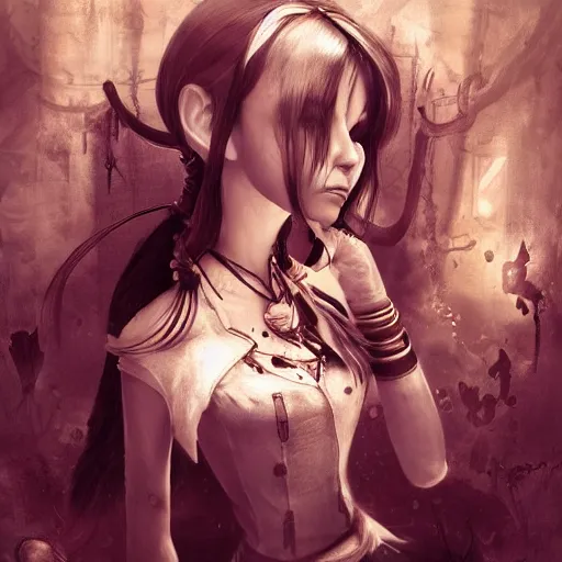 Prompt: alice from alice madness returns, beautiful, mesmerizing, concept art, highly detailed, artstation, behance, deviantart, trending, ken wong