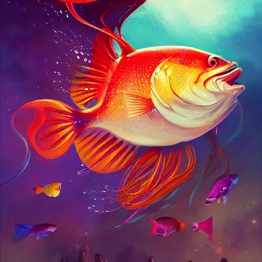 Image similar to colorful and festive captivating fish with chocolate. rich vivid colors, ambient lighting, dynamic lighting, 4 k, atmospheric lighting, painted, intricate, highly detailed by charlie bowater