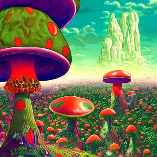 Image similar to A close up portrait of a dignified psychedelic godlike anthropomorphic frog smoking an anime blunt , magic mushroom village in background . award winning. superb resolution. in the art style of junji Ito and greg rutkowski . Detailed Mushroom city in background. Hyper realistic anime. Perfect art. Dalle2