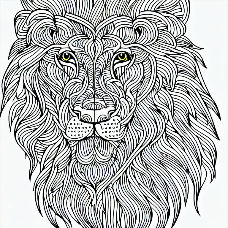 Image similar to beautiful lion, ornamental, fractal, line art, vector, outline, simplified, colouring page