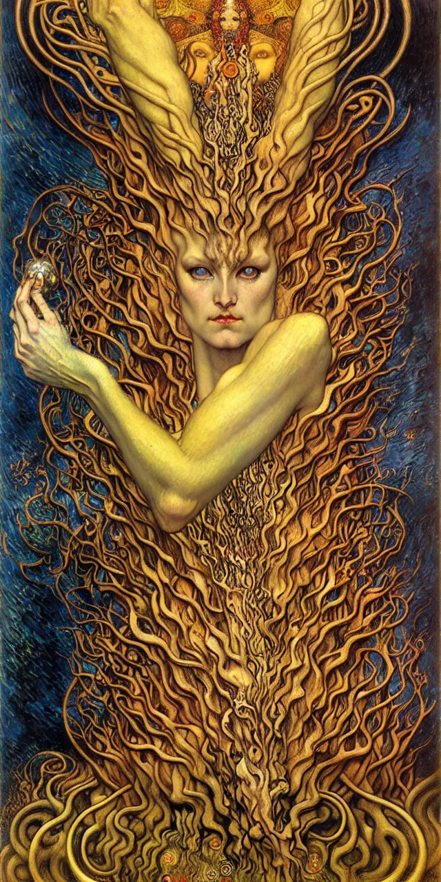 Image similar to Divine Chaos Engine by Karol Bak, Jean Delville, William Blake, Gustav Klimt, and Vincent Van Gogh, symbolist, visionary