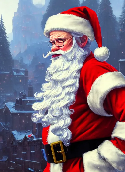 Prompt: Highly detailed portrait of santa claus on cocaine, in GTA V, Stephen Bliss, unreal engine, fantasy art by Greg Rutkowski, Loish, Rhads, ferdinand knab, Makoto Shinkai and Lois van baarle, ilya kuvshinov, rossdraws, Tom Bagshaw, alphonse mucha, global illumination, radiant light, detailed and intricate environment