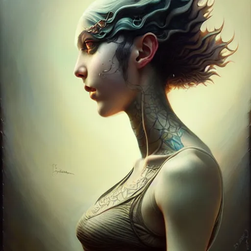 Image similar to a selfie of a happy emo girl in a tank top, intricate, elegant, highly detailed, smooth, sharp focus, award - winning, masterpiece, in the style of tom bagshaw, cedric peyravernay, peter mohrbacher, anime