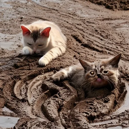 Image similar to cat play in mud