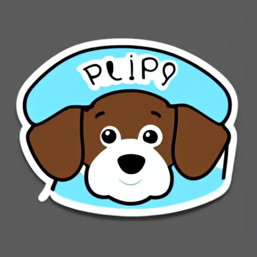 Image similar to cute puppy as an svg sticker, 2 d, flat, vector art