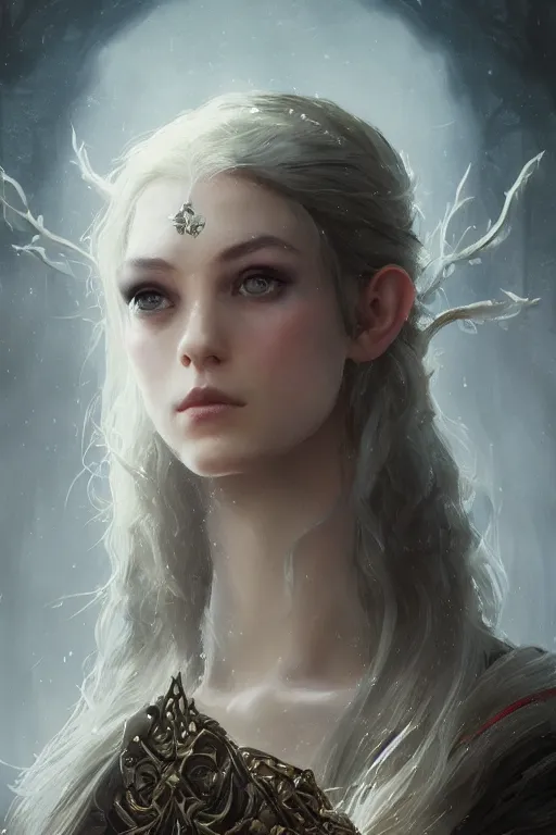 Prompt: a fancy portrait of a beautiful elven girl by greg rutkowski, sung choi, mitchell mohrhauser, maciej kuciara, johnson ting, maxim verehin, peter konig, bloodborne, 8 k photorealistic, cinematic lighting, hd, high details, dramatic, dark atmosphere, trending on artstation