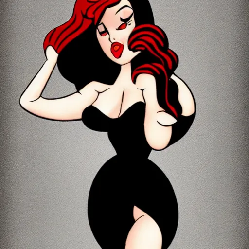 Image similar to gothic jessica rabbit in the style of a vintage pin-up