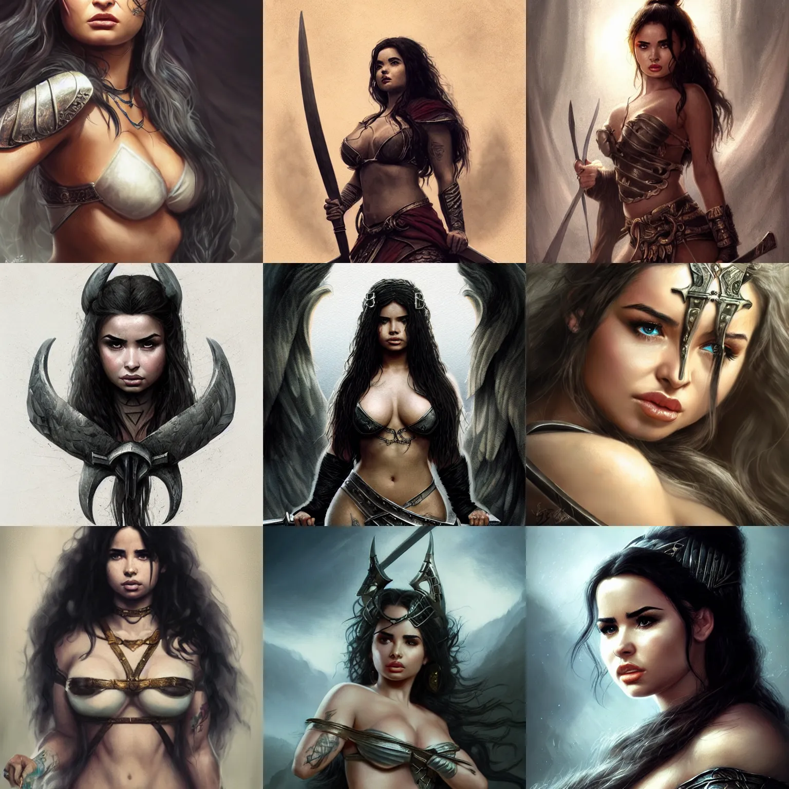 Prompt: demi rose, legendary warrior, fighter, lord of the rings, tattoos, decorative ornaments, full platemail, brom, greg rutkowski, perfect face, detailed, sharply focused, centered, rule of thirds, photorealistic shading