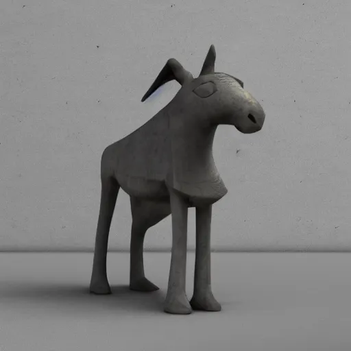 Image similar to donkey made of concrete artstyle