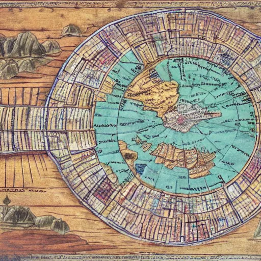 Image similar to ancient colorful map, labyrinth map, old paper