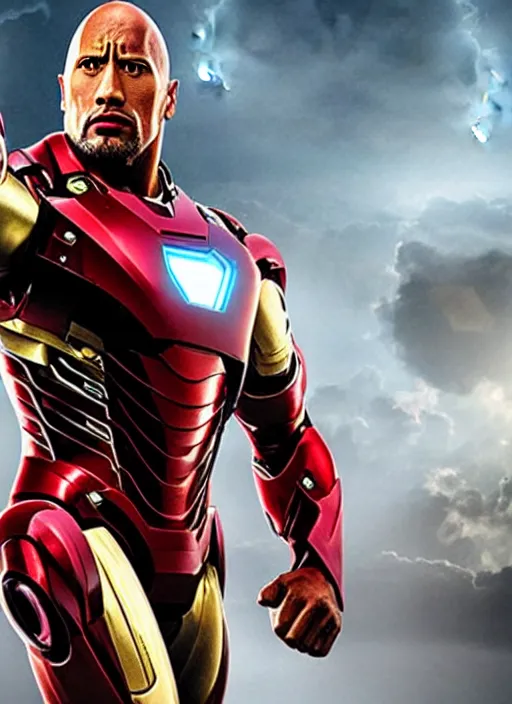 Image similar to Dwayne Johnson as ironman