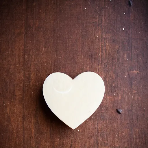 Image similar to geometric heart carved out of ivory, c anon 5 d 5 0 mm lens